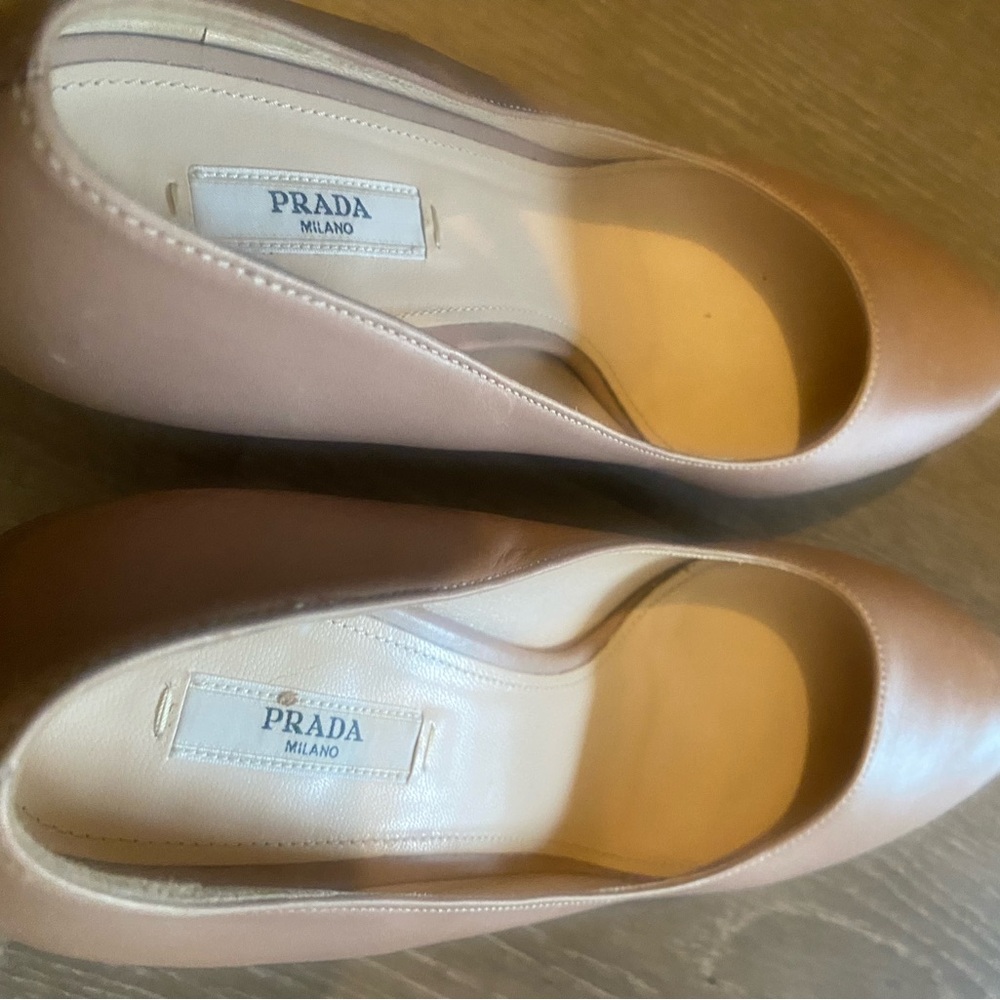 Prada Tan Leather Heels Classic Pumps